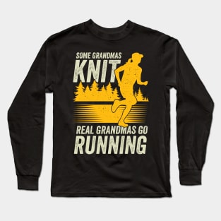 Marathon Running Grandma Grandmother Gift Long Sleeve T-Shirt